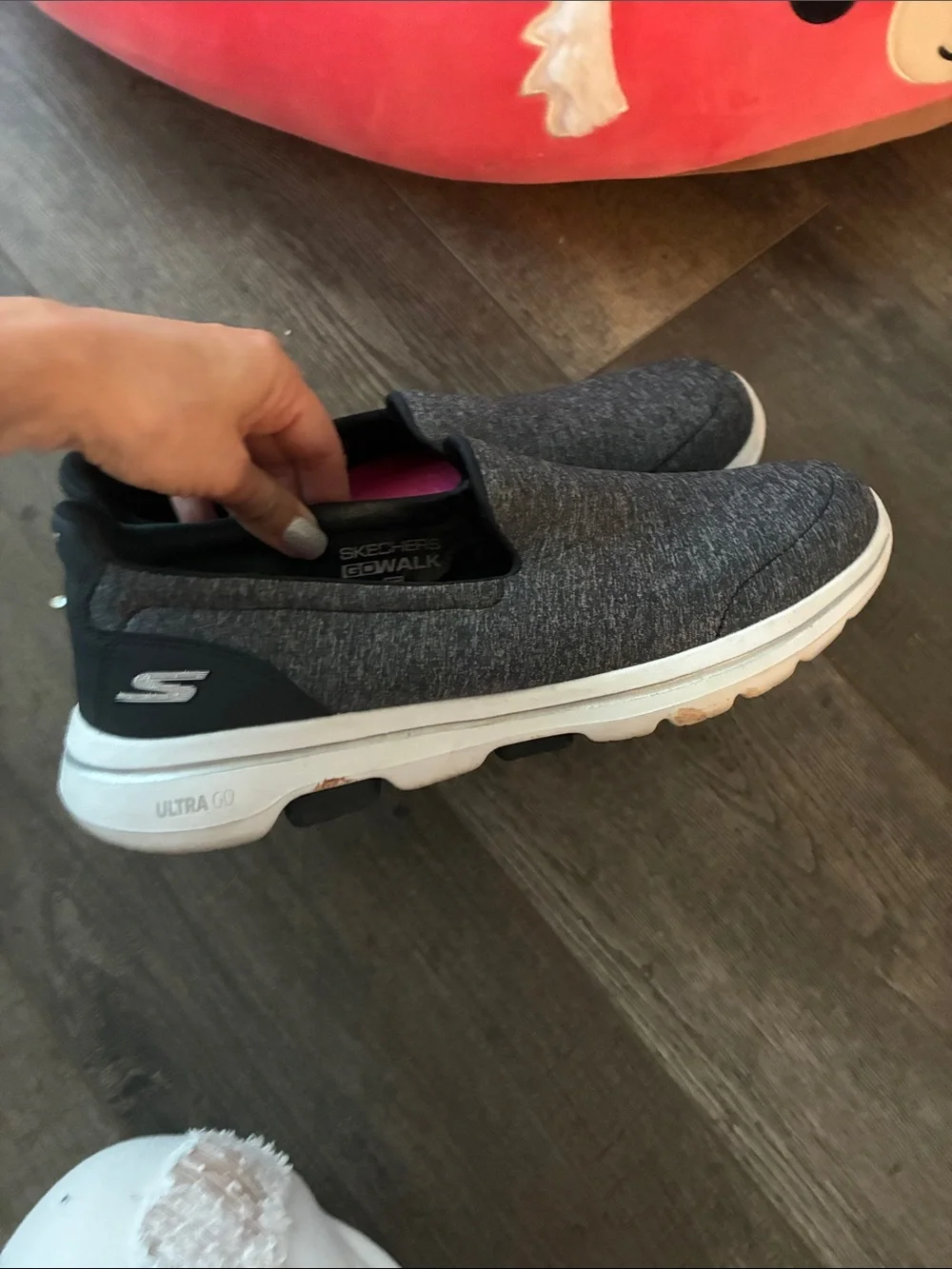 Skechers grey and white go walk 5 slip on sneaker